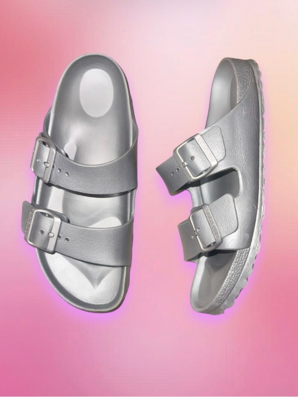 BIRKENSTOCK Arizona FREE PEOPLE silver/gray Eva sandals women’s shoes size 7 38